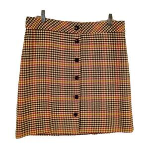 Preppy School Girl Wool Blend Textured Pencil Skirt Size 12P  Lined Earth Tones